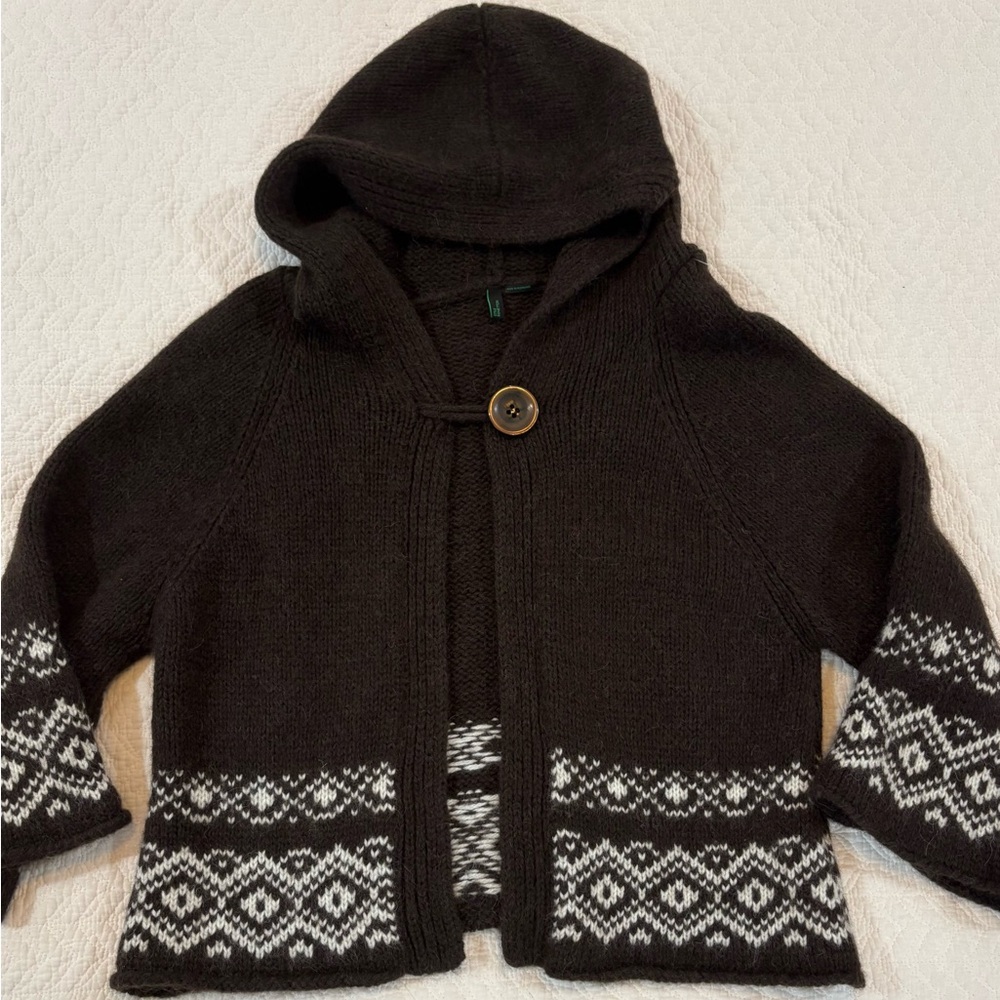 United Colors Of Benetton Dark Brown Knit Sweater with Green Tag